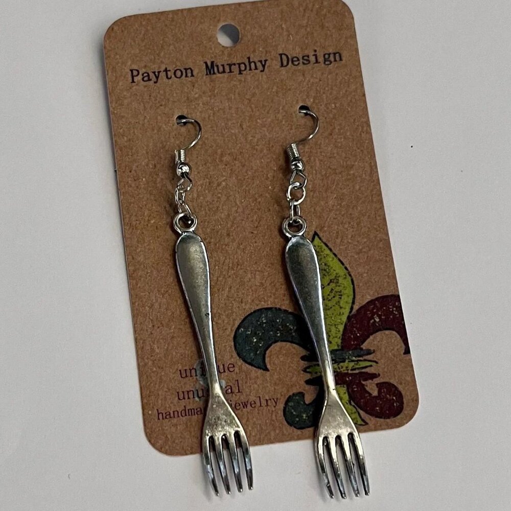 Dig In earrings: whimsical little fork earrings / cutlery earrings / food and dr